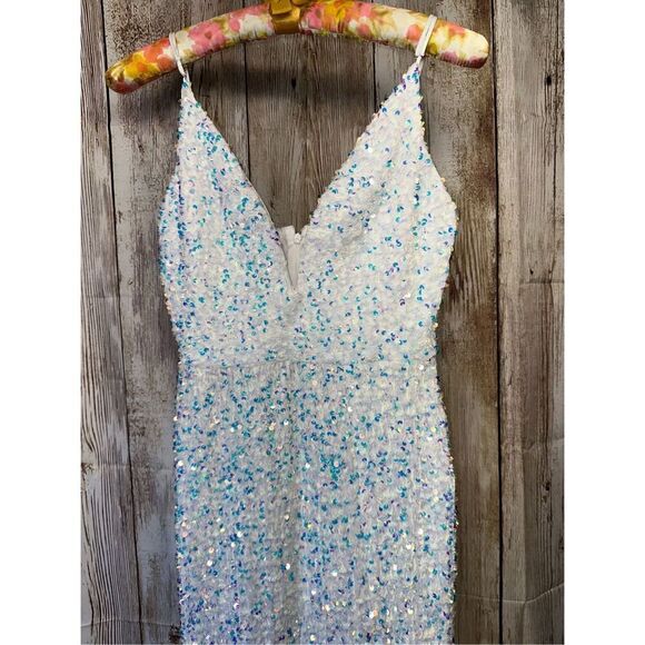 Lucy In The Sky Whitney Sequin Maxi Colorful Bridal Prom Dress | Size Medium - Picture 4 of 10